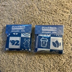 NWT Dutch Bros Coffee Reusable Tote Bag Set - 2 Pack Limited Edition